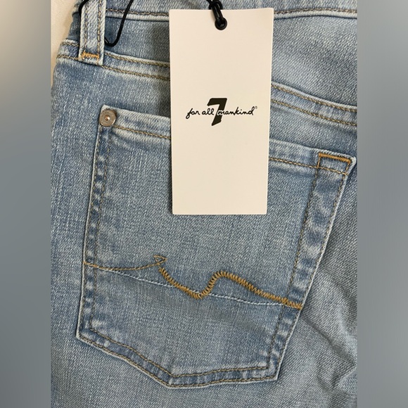 NWT 7 For ManKind Broken Twill Mid Roll Denim Shorts Coco Drive Size 26 - Picture 9 of 16